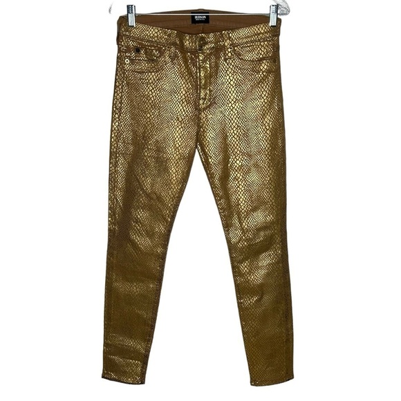 Hudson Jeans Nico Snake Embossed Gold Metallic Skinny Jeans - Picture 5 of 16